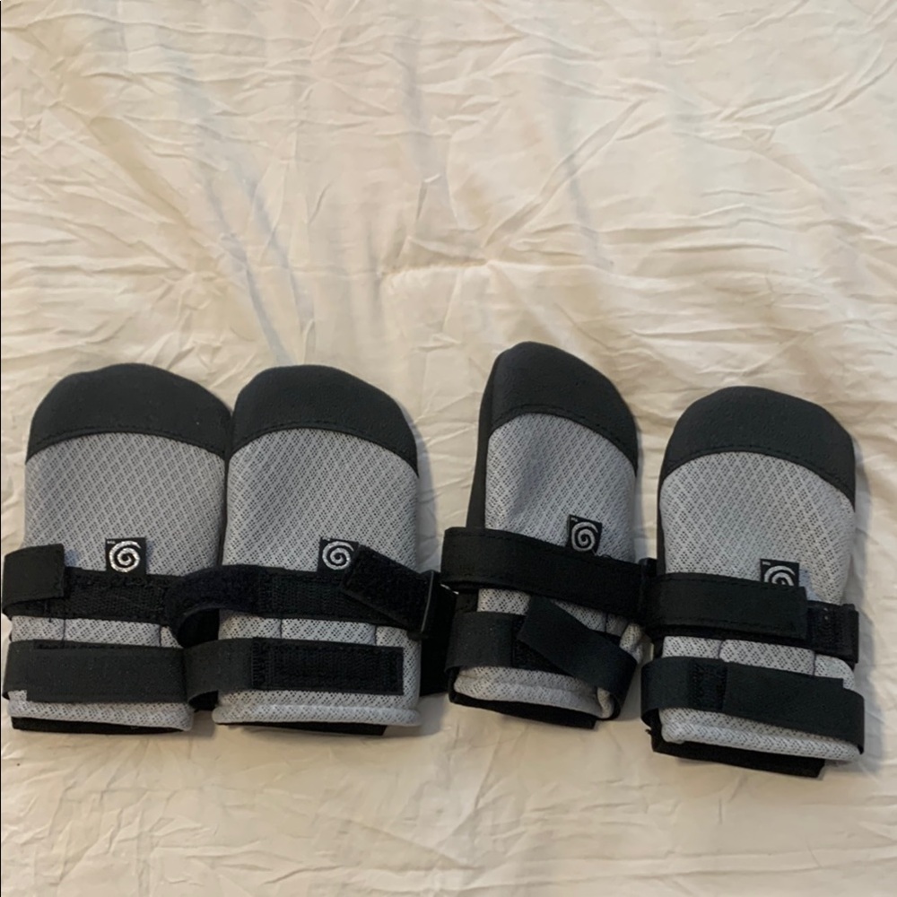 All-Weather Dog Shoes - Gray and Black with Straps